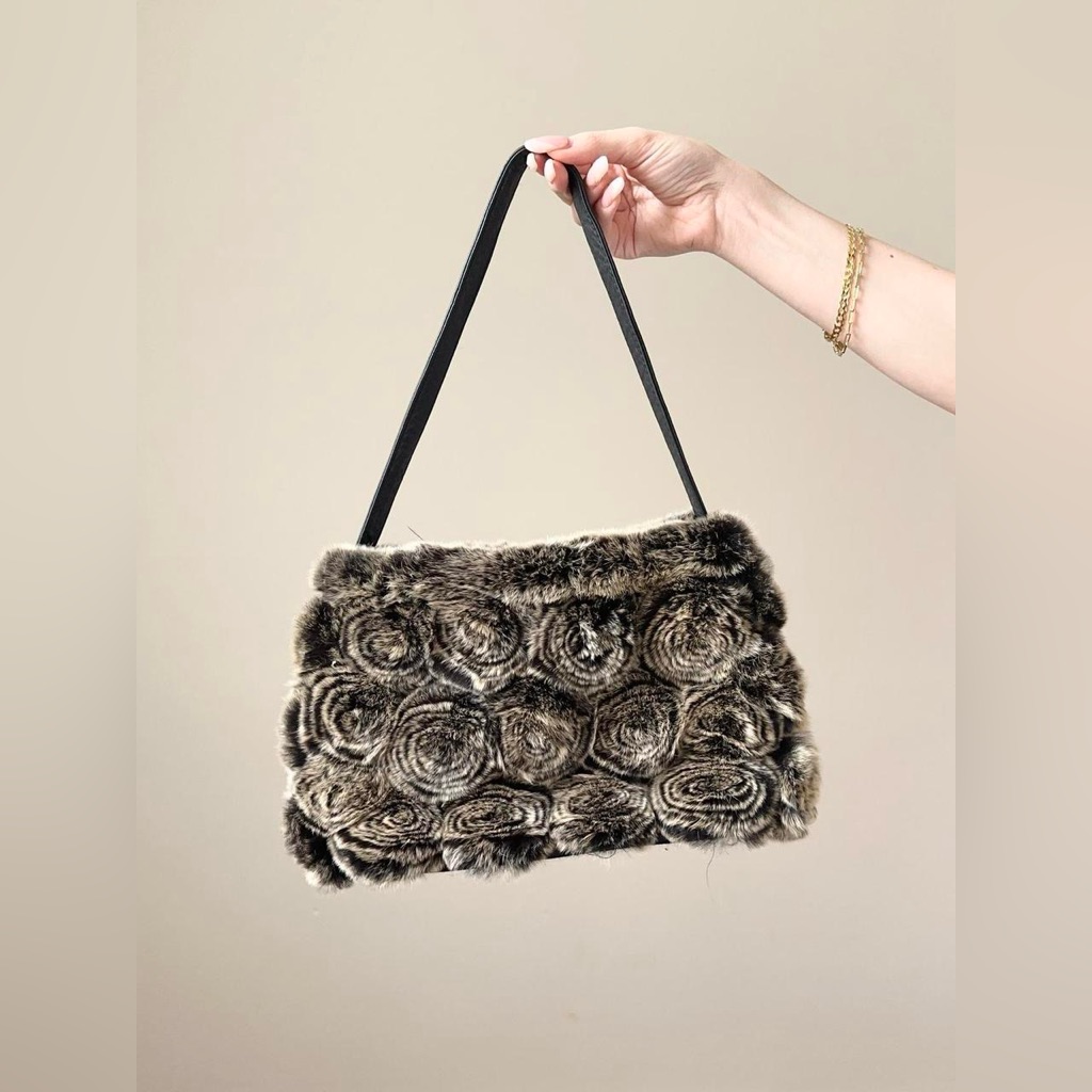 Grey Fur Shoulder Bag